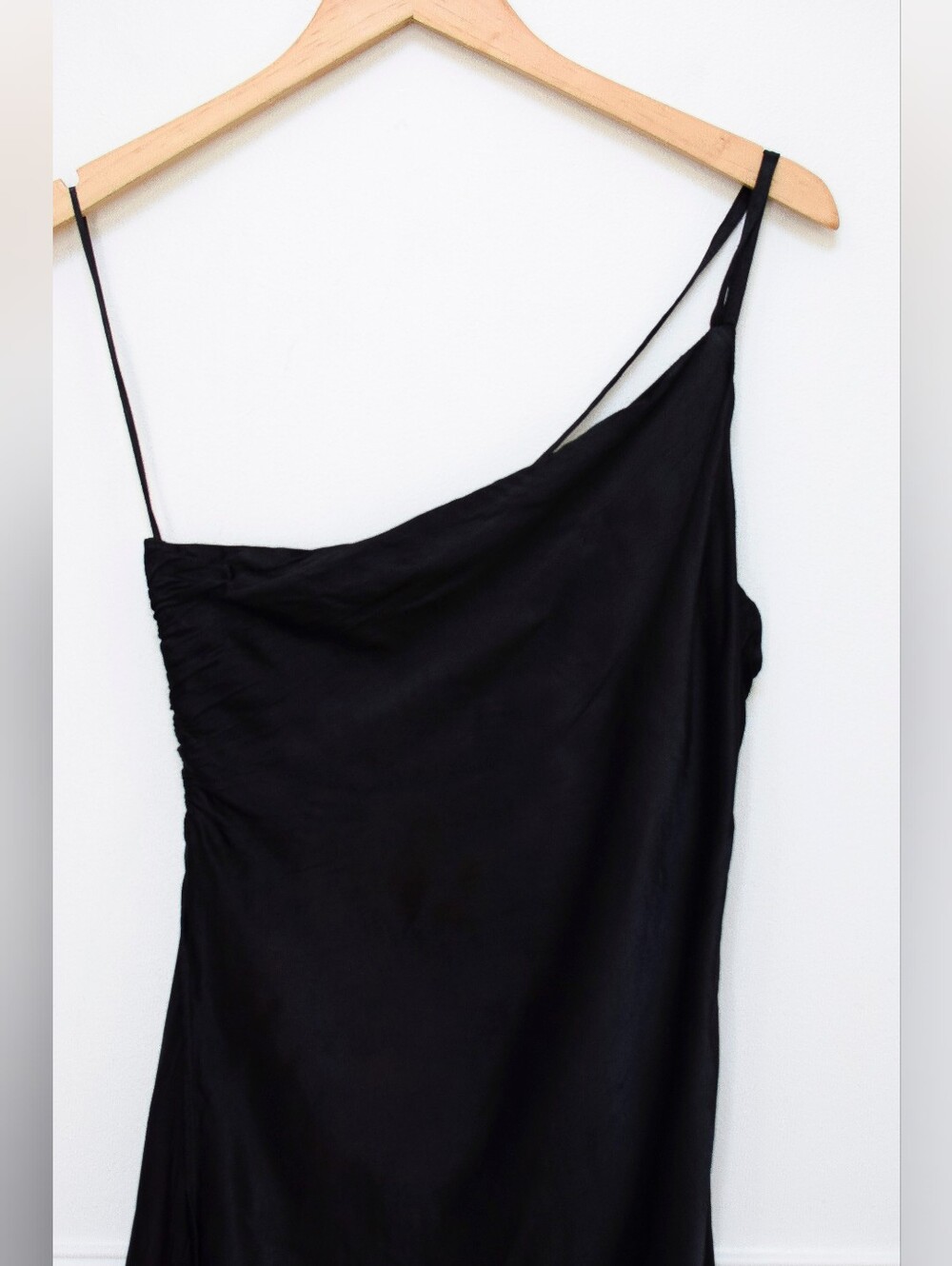 NWT Anthropologie Bl-nk Egyness Black One Shoulder Slip Dress Midi Size 12 90s - Picture 5 of 13